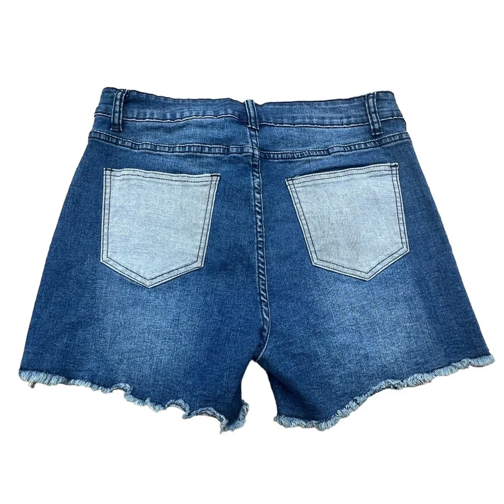 Crazy Train Shorts Denim Jean Western Cowgirl distressed Size Large Festival NWT - Picture 2 of 5